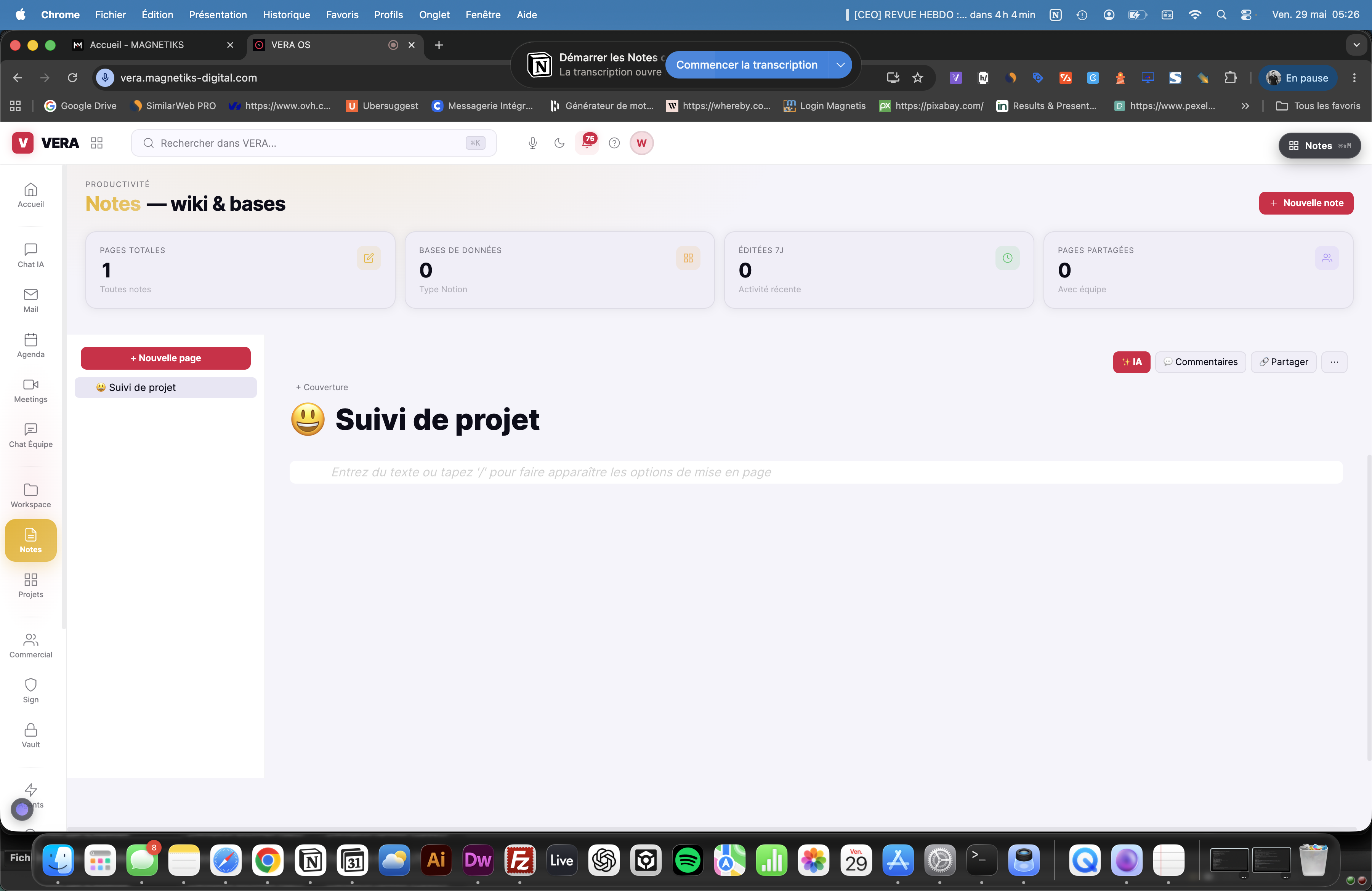 VERA OS Notes — wiki et bases de connaissances avec hiérarchie de pages