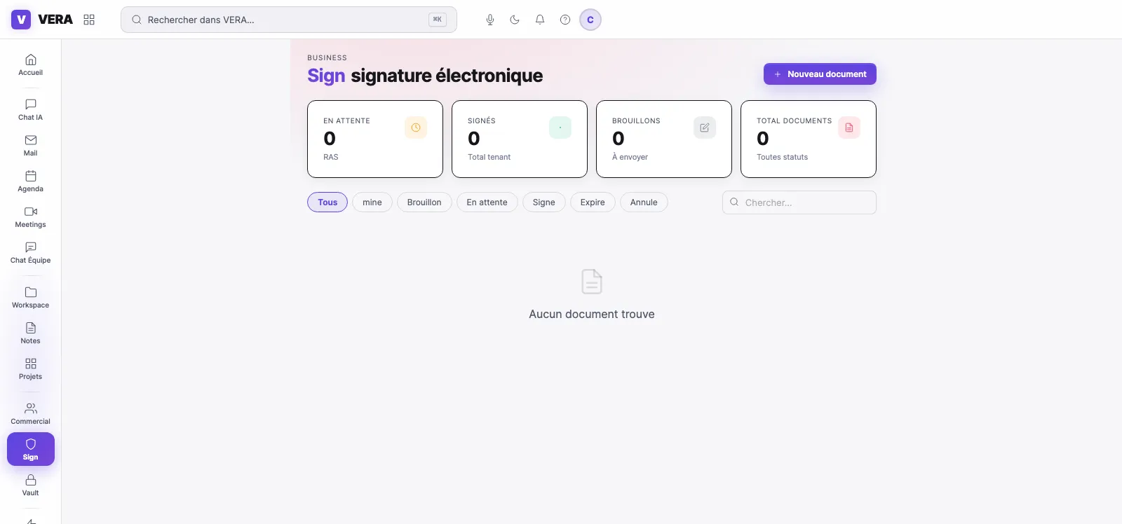 VERA OS : signature électronique des documents